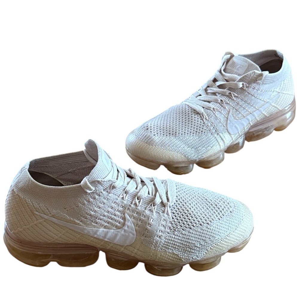 💥 NIKE AIR VAPORMAX FLYKNIT ATHLETIC SHOES CREAM SLIP ON CUSHIONED SUPPORT SZ 7